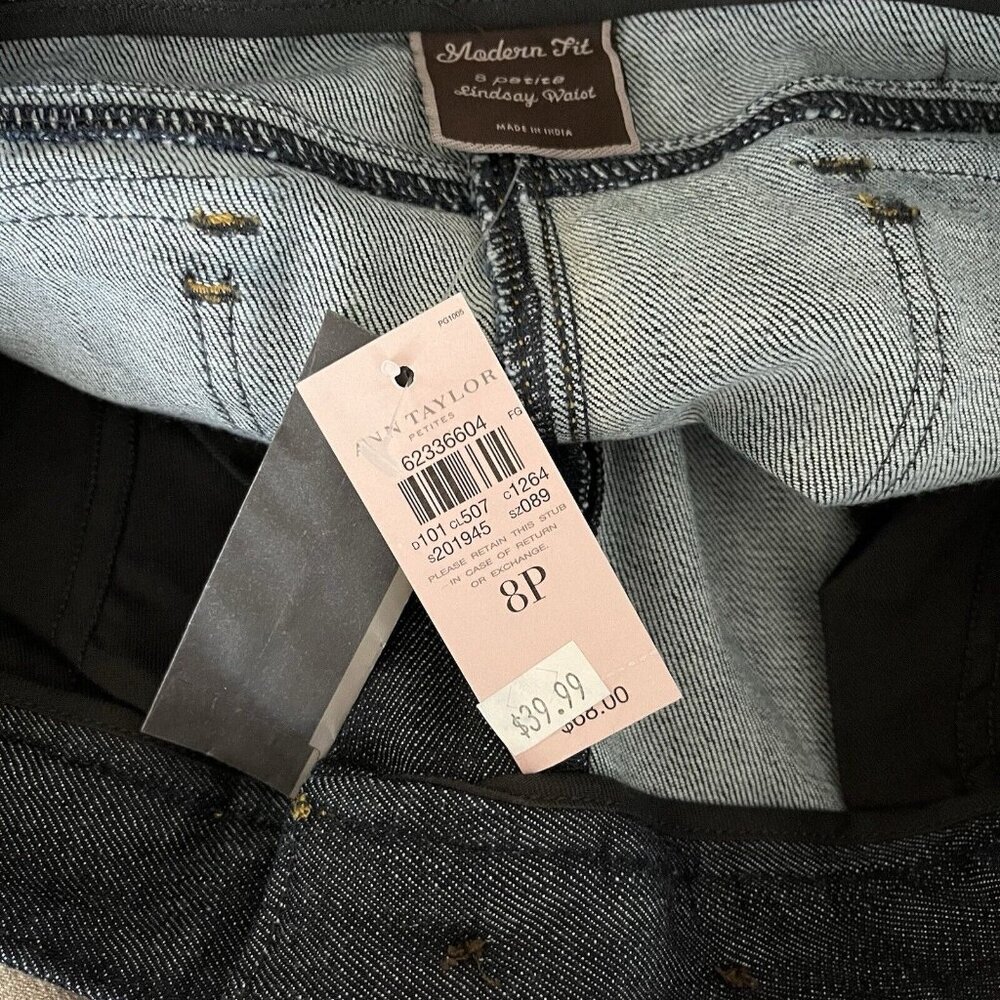 ANN TAYLOR Jeans Women’s 8P Blue Dark Wash Cropped Wide Leg Lindsay Waist - Picture 7 of 7